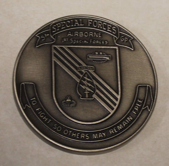 5th Special Forces Group Airborne 1st Special Forces Antique Silver Finish 198os Army Challenge Coin