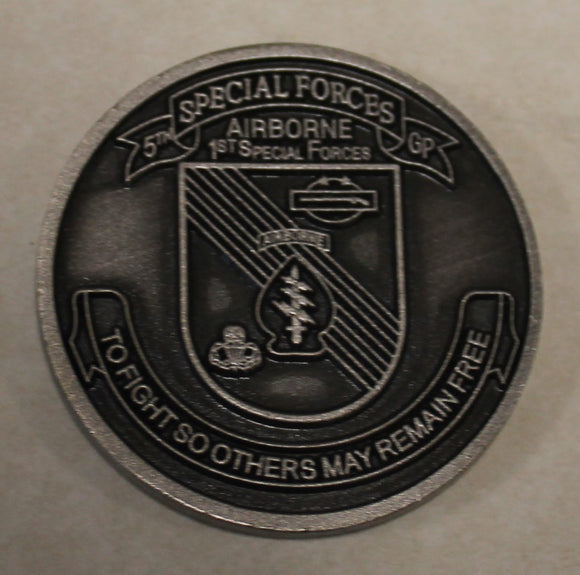 5th Special Forces Group Airborne 1st Special Forces Antique Silver FInish Army Challenge Coin