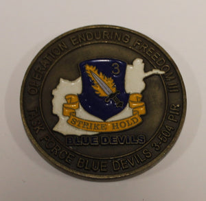 82nd Airborne Division 504th PIR 3rd Battalion Task Force Blue Devils 3-504 Operation ENDDURING FREEDOM Commander Army Challenge Coin