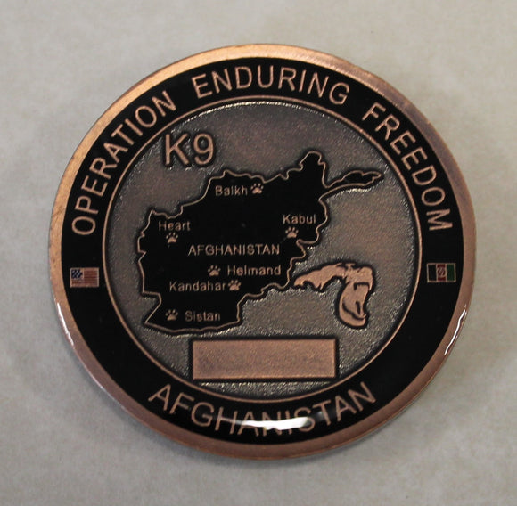 K9 / MPC Handler Dogs of War Operation ENDURING FREEDOM Afghanistan Veteran Challenge Coin