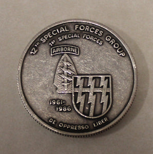 12th Special Forces Gp Airborne 25th Anniversary VSZ Sterling Silver Army Challenge Coin