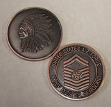 Chief / CMSgt Old Stripe / Chevron Air Force Copper Finish Challenge Coin