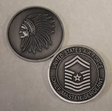 Chief / CMSgt Old Stripe / Chevron Antique Silver Finish Air Force Challenge Coin