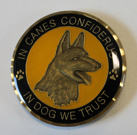 K9 Working Dog Handler In Canes Confiderus Military Challenge Coin / K-9