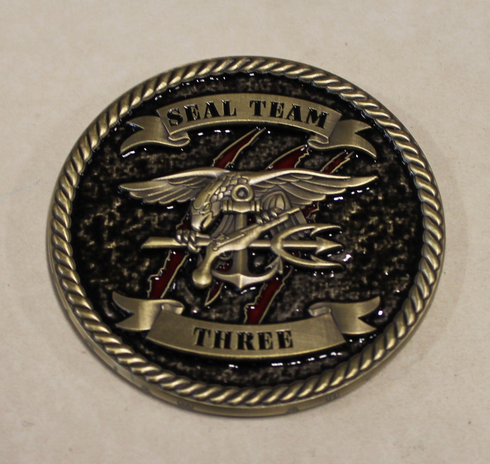 米軍 SEAL TEAM three チャレンジ Special Warfare SEAL Team 3 W/ Thrree Troops Navy Challenge Coin