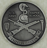 US Army Sniper School ser#0050 Type #1 Instructor Antique Silver Finish Challenge Coin