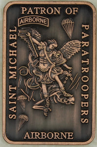 St. Michael Patron Saint of Paratroopers Airborne Copper Army Challenge Coin