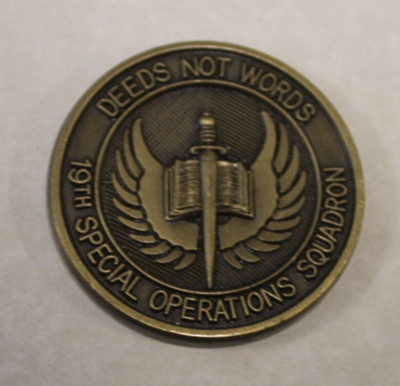 19th Special Operations Squadron Deeds Not Words AC-130H AC-130U MC-130U Aircraft Air Force Challenge Coin