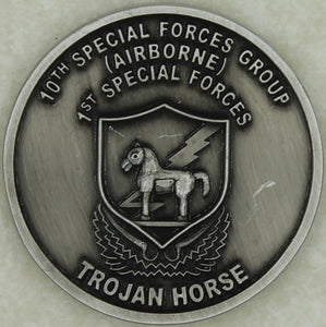 10th Special Forces Group Airborne Trojan Horse Silver Color Army Challenge Coin