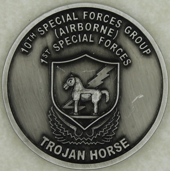 10th Special Forces Group Airborne Trojan Horse Silver Color Army Challenge Coin