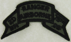 2nd Ranger Battalion 75th Infantry Airborne 1970s Old Scroll Subdued Patch