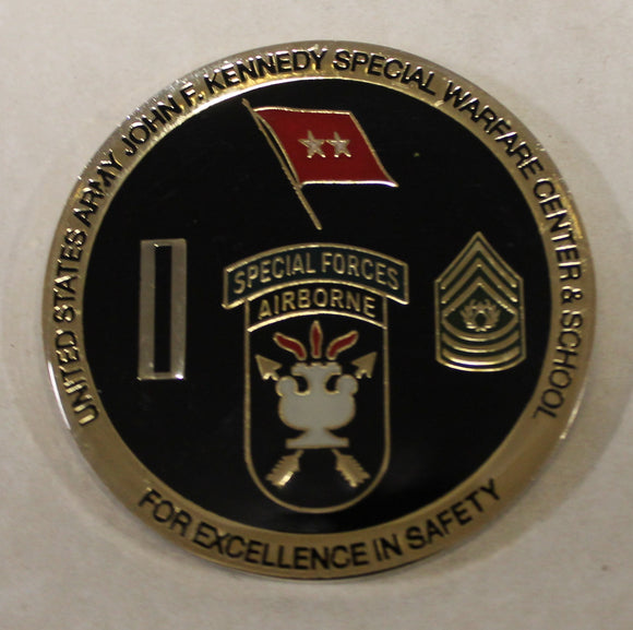 US Army John F. Kennedy Special Warfare Center & School Major General Safety Challenge Coin