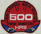USS Coral Sea CV-43 500 Hours Fire Watch Patch