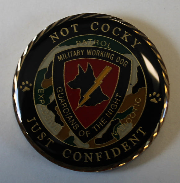 K9 Working Dog Handler Not Cocky, Just Confident DoD Military Challenge Coin