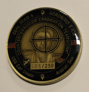 Limited SEAL Team 6 Serial Number ### / 250 Operation NEPTUNE SPEAR Navy Challenge Coin / 160th SOAR