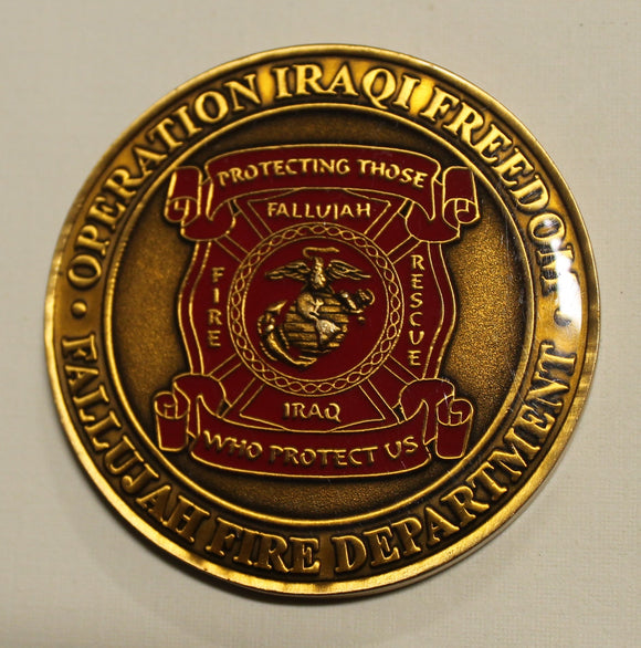 Fire Rescue / Fallujah Fire Department Operation IRAQI FREEDOM Marine St Florian Challenge Coin