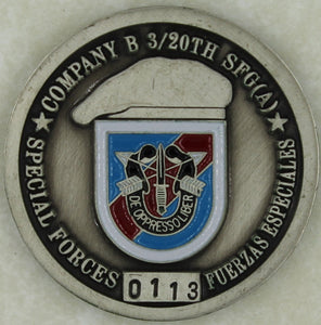 20th Special Forces Group Airborne 3rd BN B Co. ser# 0113 Army Challenge Coin