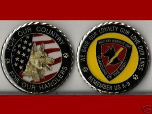 K9 Working Dog Handler For Our Country Military Challenge Coin / K-9