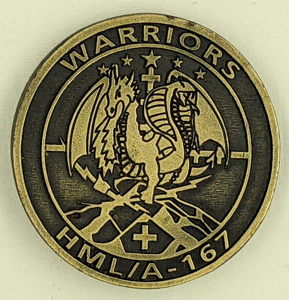 Marine Light Attack Squadron HMLA-167 Warriors Bronze Challenge Coin