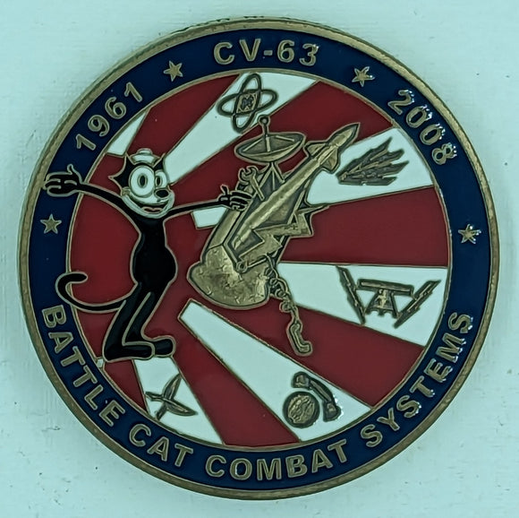 USS kitty Hawk 2008 Battle Cat Combat Systems Navy Challenge Coin