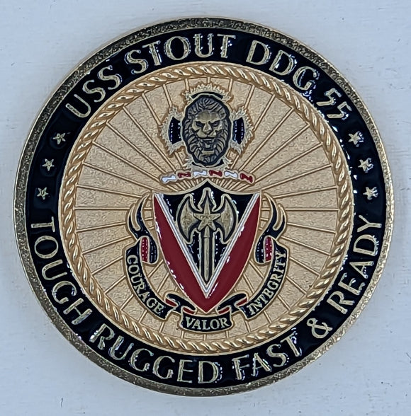 USS Stout DDG 55 Commanding Officer Cdr. R. W. Alpigini Navy Challenge Coin