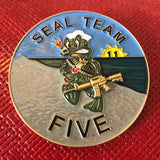 FAKE: SEAL Team 5 / Five Freddie The Frog Navy Challenge Coin