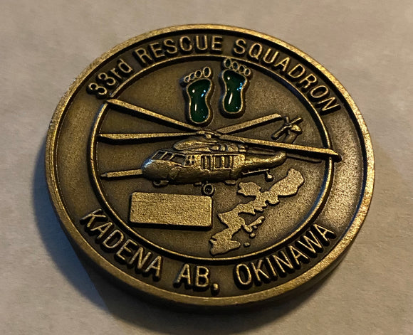 33rd Rescue Squadron Kadena Okinawa Jolly Green Pararescue / PJ AFSOC Air Force Challenge Coin